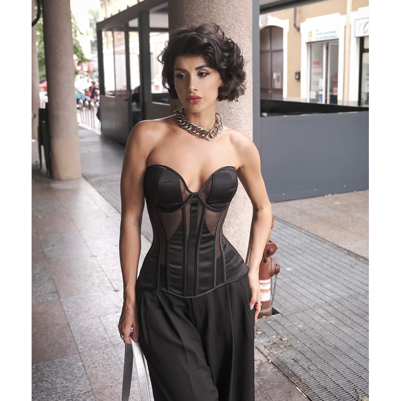 Boning Corset Steel - Женский сексуальный сетчатый бюстгальтер со стальными