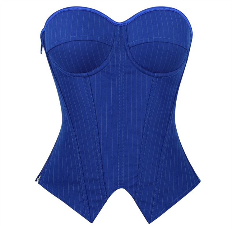 Boning Corset Steel - Винтажный полосатый корсет-бюстье с вырезом «сердечко»,
